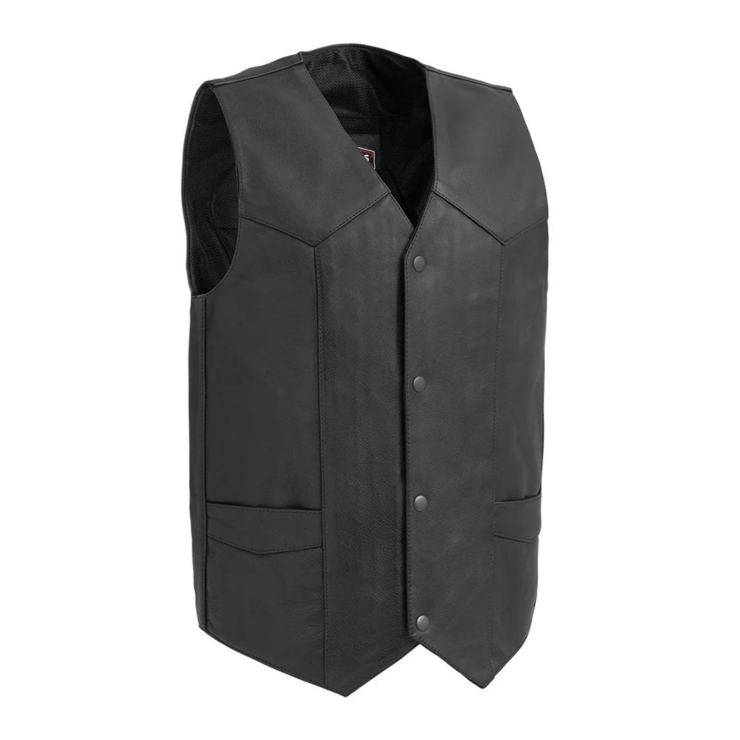 Trail Boss Men’s Western Style Motorcycle Leather Vest | Columbus Leather USA