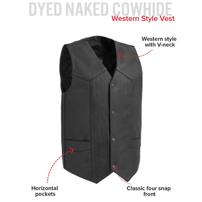Trail Boss Men’s Western Style Motorcycle Leather Vest | Columbus Leather USA