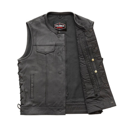 Viper Club Style Men’s Motorcycle Leather Vest | Columbus Leather USA
