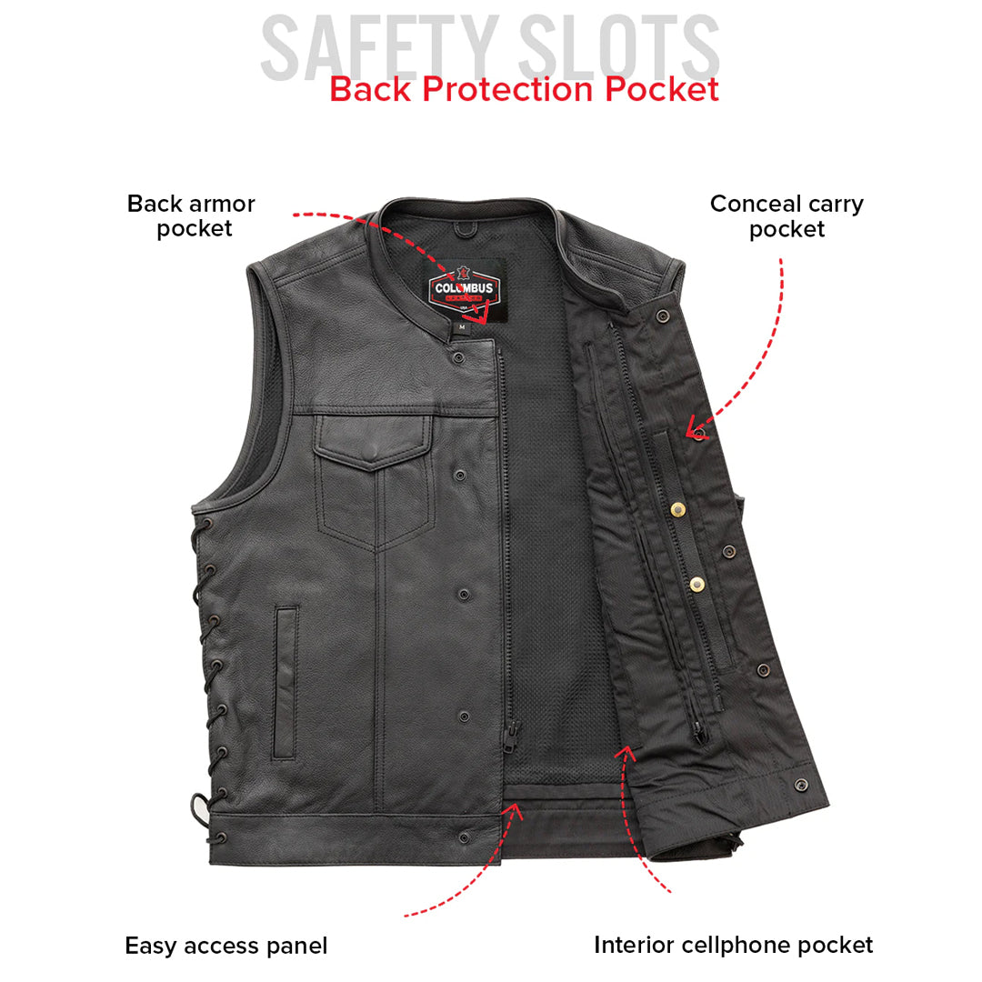 Viper Club Style Men’s Motorcycle Leather Vest | Columbus Leather USA