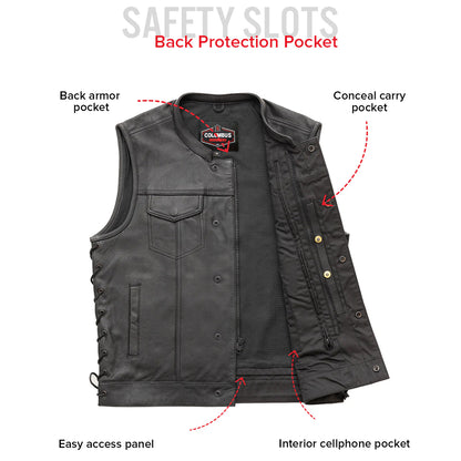 Viper Club Style Men’s Motorcycle Leather Vest | Columbus Leather USA