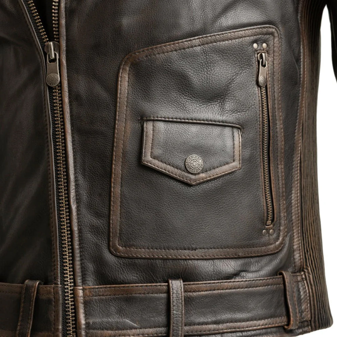 Wrathborn Men's Motorcycle Leather Jacket | Columbus Leather USA